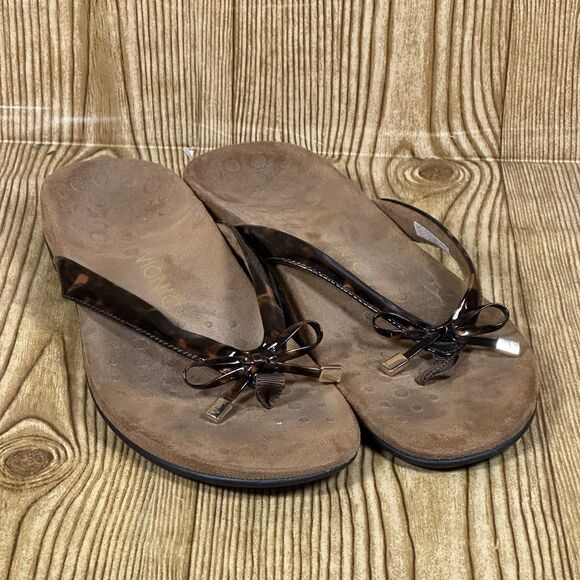 VIONIC Bella II Tortoise Shell Print Strap Comfort Flip Flop Sandals Women’s 9 - Picture 1 of 15